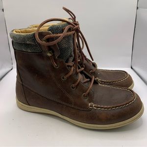 Sperry Bayfish Boots Women's 7 M Brown Leather Lace Up Ankle Height Winter Boots